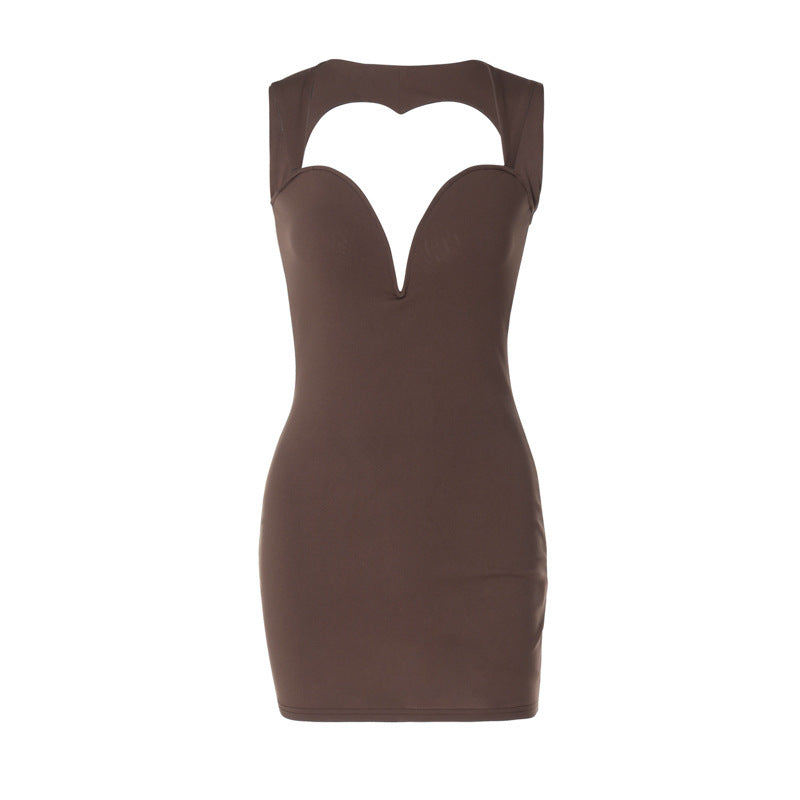 Deep V-neck Sleeveless Steel Ring Sheath Dress Women Designed by Saraya